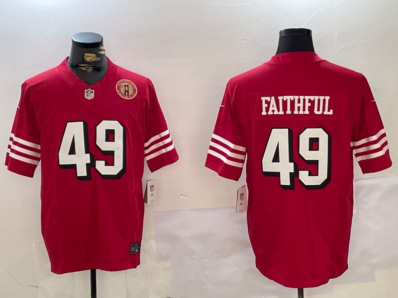 Men San Francisco 49ers #49 Faithful Red Three generations 2024 Nike Vapor Limited NFL Jersey style 3->san francisco 49ers->NFL Jersey